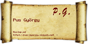Pus György névjegykártya